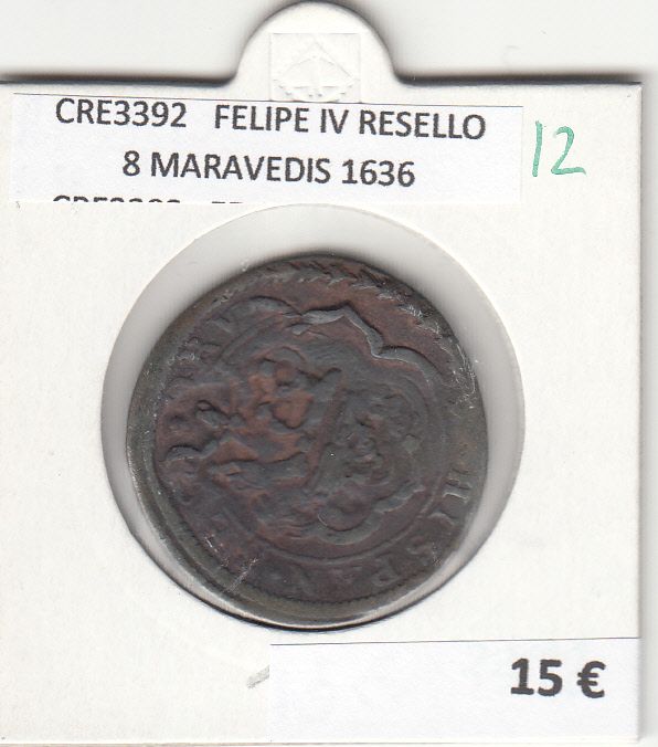imagen-13-17221.jpg CRE3392 MONEDA ESPAÑA FELIPE IV RESELLO 8 MARAVEDIS 1636 - Imagen 1