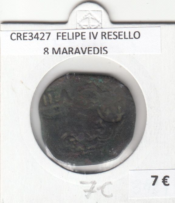 imagen-13-17255.jpg CRE3427 MONEDA ESPAÑA FELIPE IV RESELLO 8 MARAVEDIS - Imagen 1