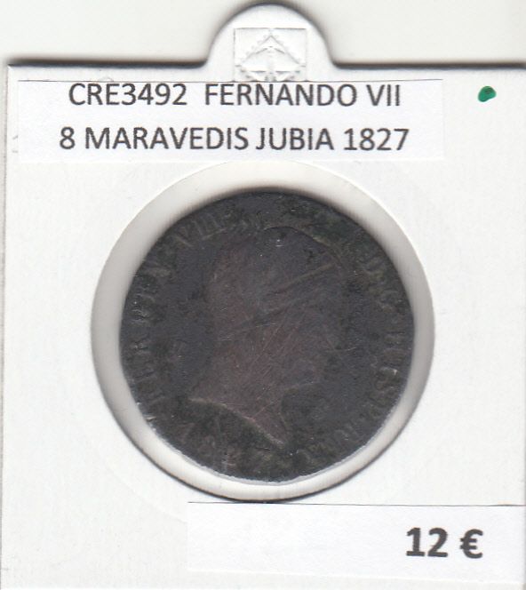 imagen-13-17320.jpg CRE3492 MONEDA ESPAÑA FERNANDO VII 8 MARAVEDIS JUBIA 1827 - Imagen 1