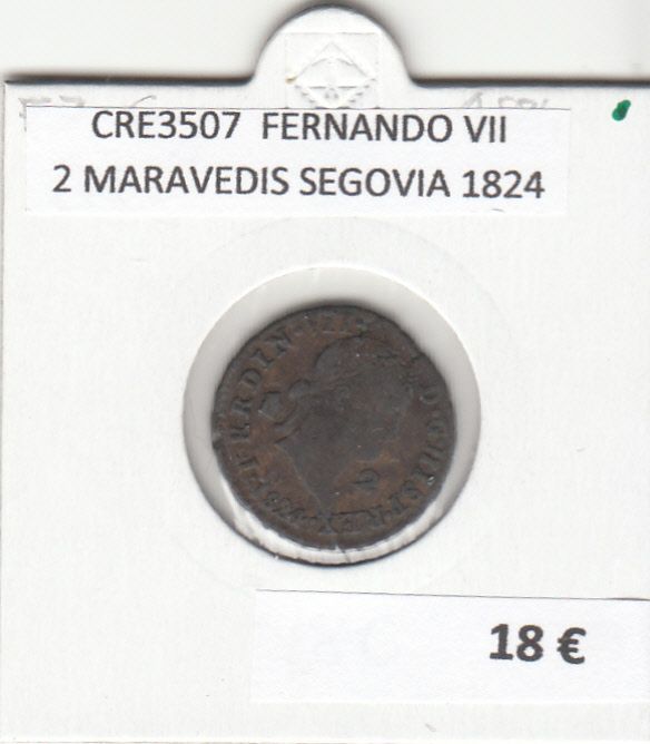 imagen-13-17335.jpg CRE3507 MONEDA ESPAÑA FERNANDO VII 2 MARAVEDIS SEGOVIA 1824 - Imagen 1