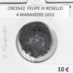 CRE3542 MONEDA ESPAÑA FELIPE IV RESELLO 4 MARAVEDIS 1653