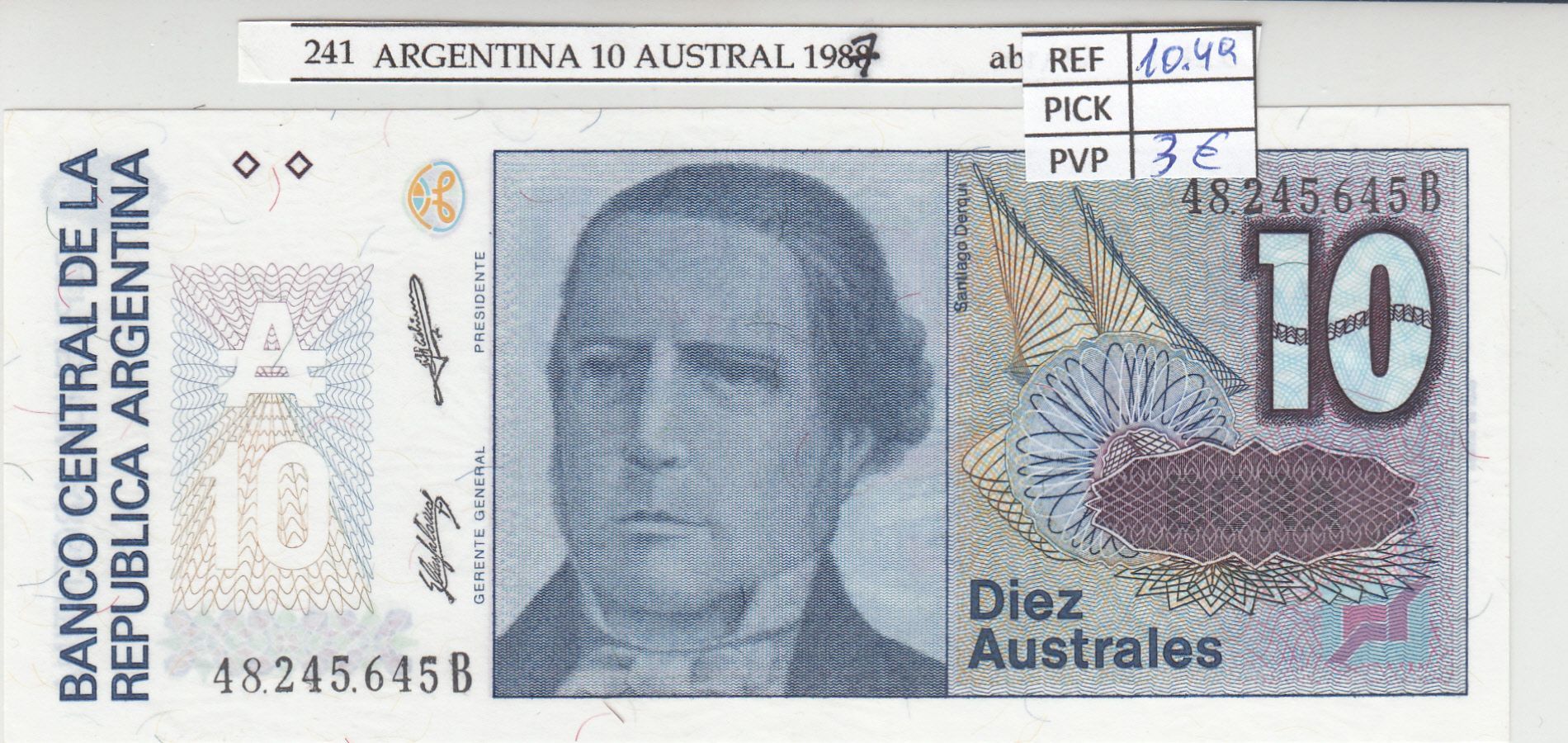 imagen-13-17425.jpg CRJ0241 BILLETE ARGENTINA 10 AUSTRAL 1987 P-325b - Imagen 1