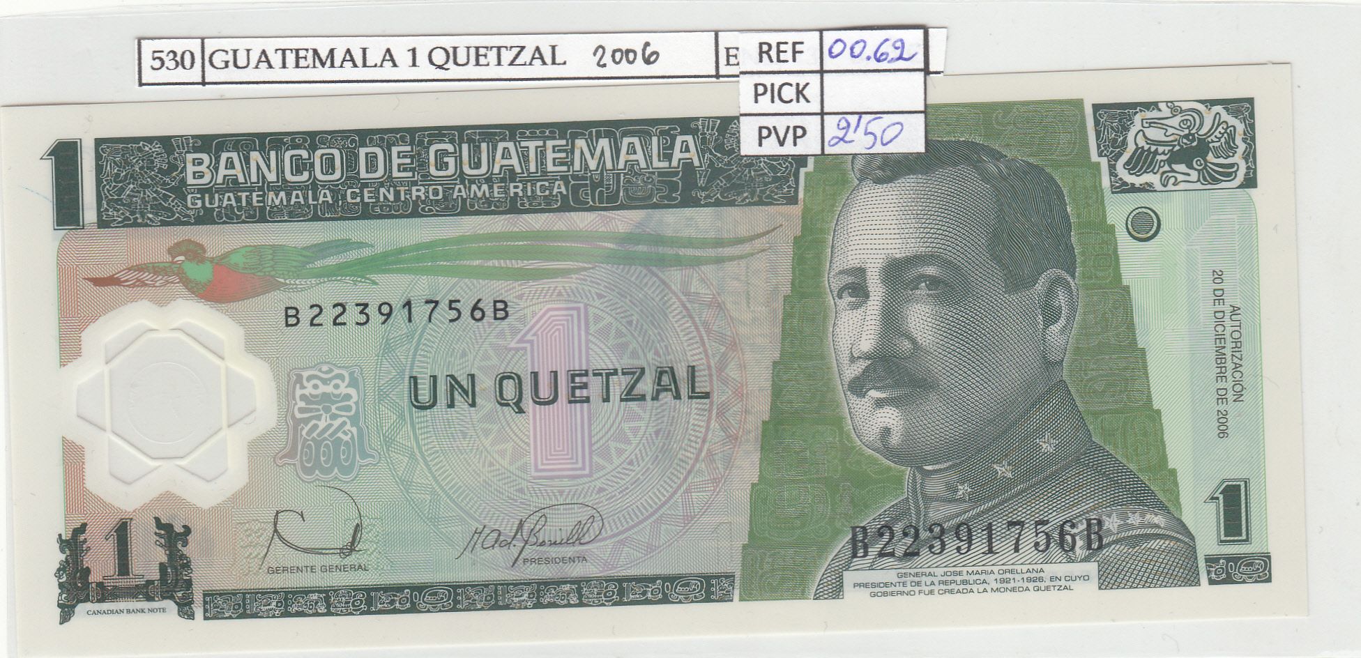 imagen-13-17438.jpg BILLETE GUATEMALA 1 QUETZAL 2006 POLIMERO P-109 - Imagen 1