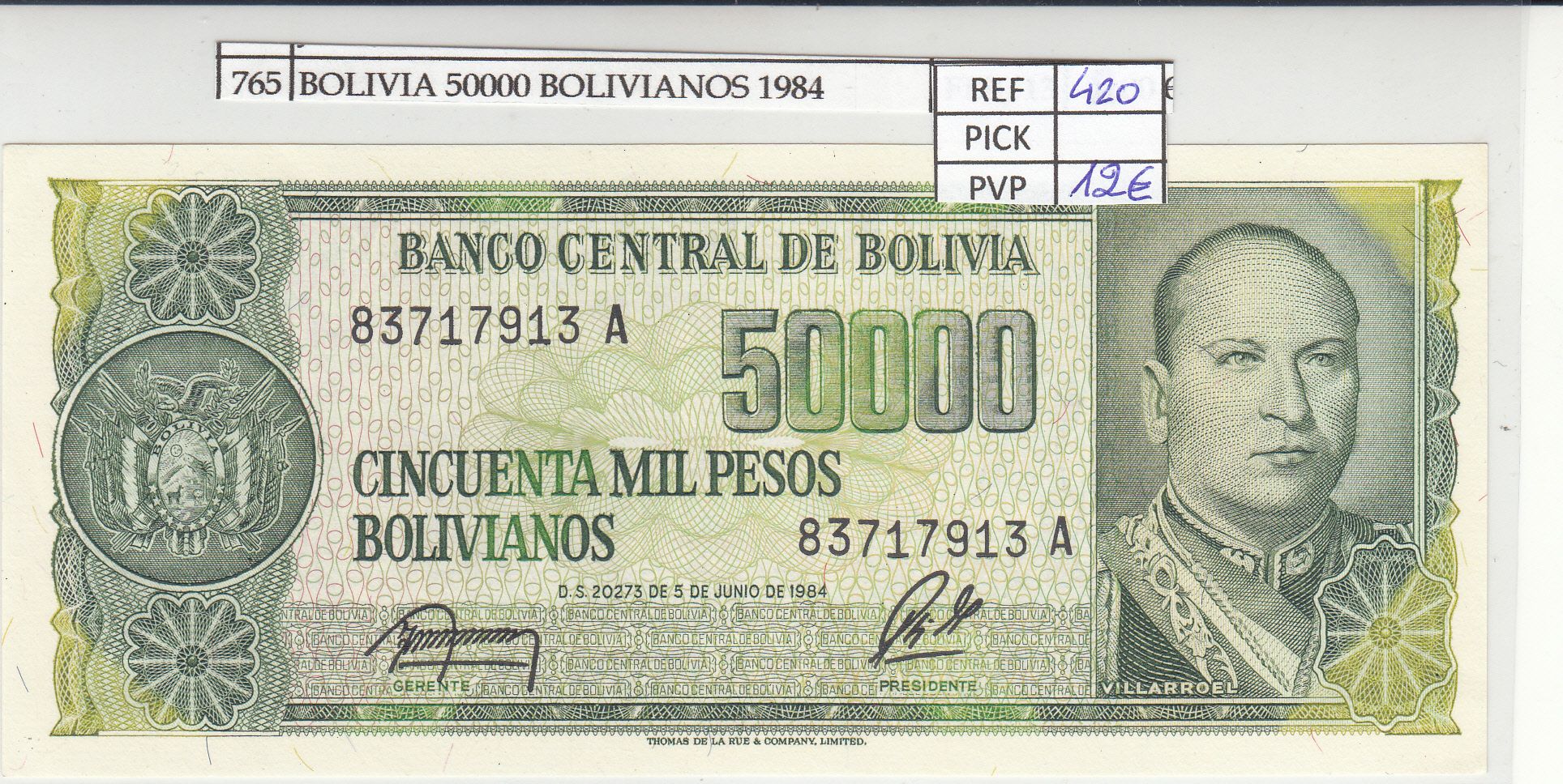 imagen-13-17456.jpg BILLETE BOLIVIA 50.000 PESOS BILLETE BOLIVIANOS 1984 P-170a.2 - Imagen 1