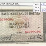 BILLETE BOLIVIA 10 PESOS 1962 P-154a.17 N01136
