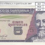BILLETE GUATEMALA 5 QUETZALES 2007 P-106c N01345