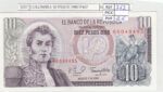 BILLETE COLOMBIA 10 PESOS 1980 P-407g.2 N01527