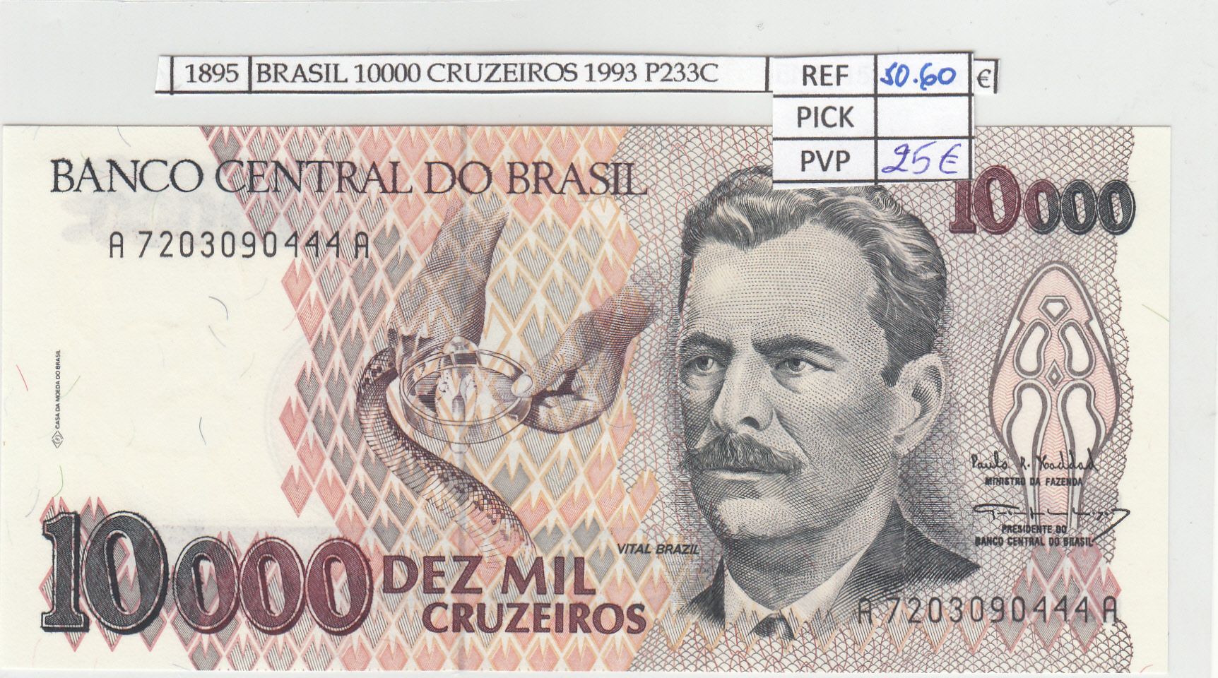 imagen-13-17584.jpg BILLETE BRASIL 10.000 CRUZEIROS 1993 P-233c N01895 - Imagen 1