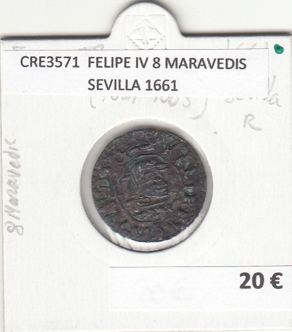 imagen-13-17825.jpg CRE3571 MONEDA ESPAÑA FELIPE IV 8 MARAVEDIS SEVILLA 1661 - Imagen 1