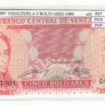 BILLETE VENEZUELA 5 BOLIVARES 1989 P-70a