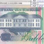 BILLETE SURINAME 5 GULDEN 1998 P-136b.3