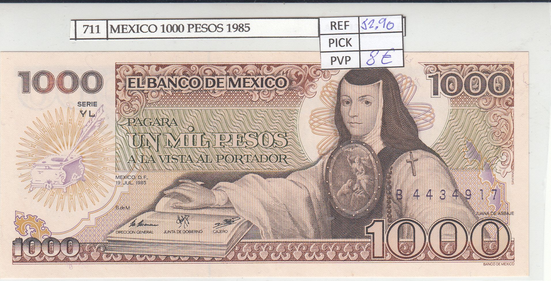 imagen-13-18130.jpg BILLETE MEXICO 1.000 PESOS 1985 P-85a.7 N01084 - Imagen 1