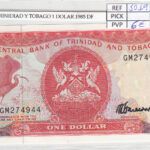 BILLETE TRINIDAD Y TOBAGO 1 DOLAR 1985 P-36c