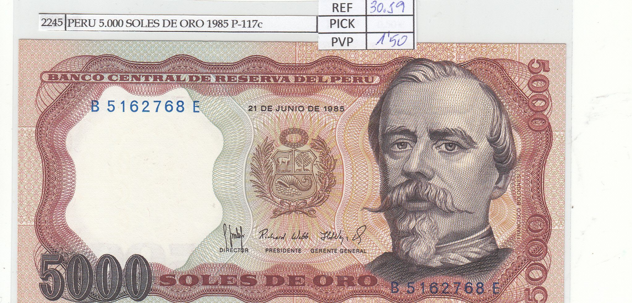 imagen-13-18259.jpg CRJ2245 BILLETE PERU 5.000 SOLES DE ORO 1985 P-117c - Imagen 1
