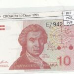 BILLETE CROACIA 10 DINARA 1991 P-18a