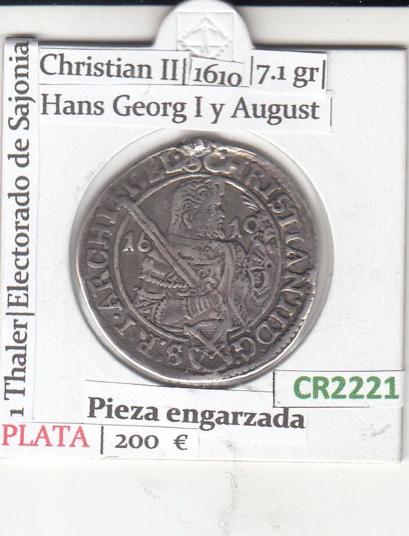 imagen-13-18433.jpg CR2221 MONEDA SAJONIA 1 THALER 1610 PLATA ENGARZADA MBC - Imagen 1