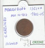 CR2242 MONEDA MARRUECOS 2 MARZUNAS 1321 BRONCE BC