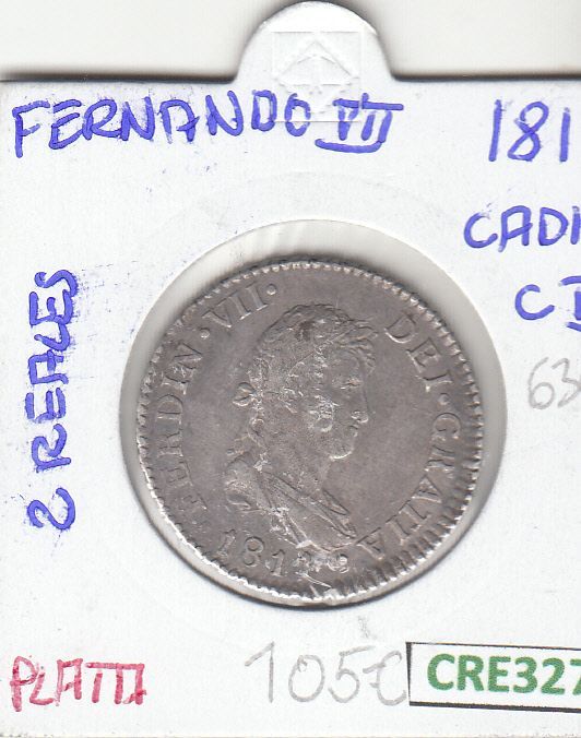 imagen-13-18514.jpg CRE3277 MONEDA ESPAÑA FERNANDO VII 2 REALES 1819 CADIZ PLATA MBC - Imagen 1