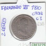CRE3279 MONEDA ESPAÑA FERNANDO VII 2 REALES 1810 CADIZ  MBC