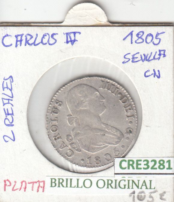 imagen-13-18518.jpg CRE3281 MONEDA ESPAÑA CARLOS IV 2 REALES 1805 SEVILLA BO PLATA MBC - Imagen 1