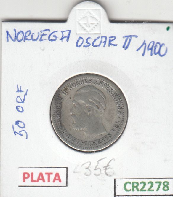 imagen-13-18563.jpg CR2278 MONEDA NORUEGA 50 ORE 1900 PLATA BC - Imagen 1