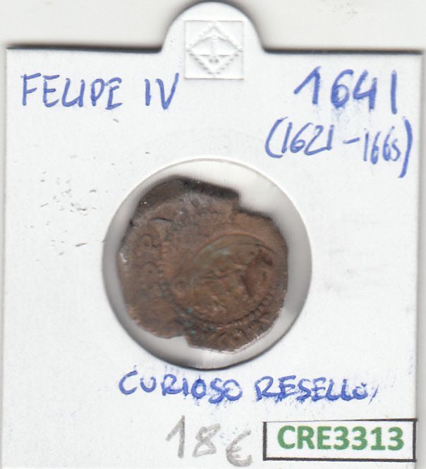 imagen-13-18600.jpg CRE3313 MONEDA ESPAÑA FELIPE IV 1641 CURIOSO RESELLO BC - Imagen 1