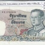 BILLETE TAILANDIA 20 BAHT 1881 P-88a.16