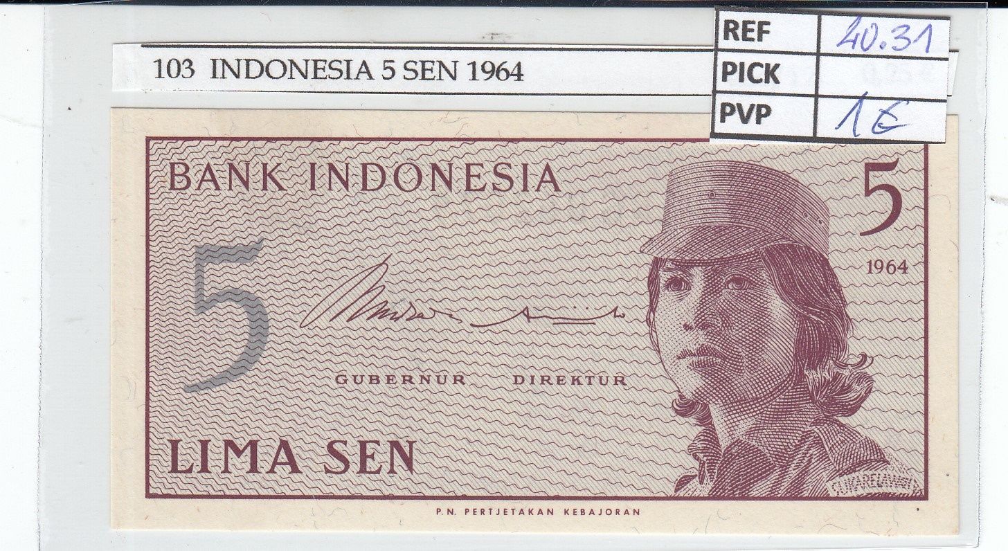 imagen-13-19061.jpg BILLETE INDONESIA 5 SEN 1964 P-91a - Imagen 1