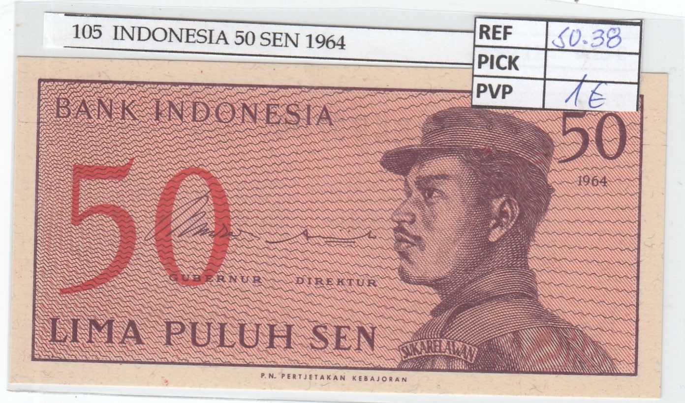 imagen-13-19063.jpg BILLETE INDONESIA 50 SEN 1964 P-94a - Imagen 1