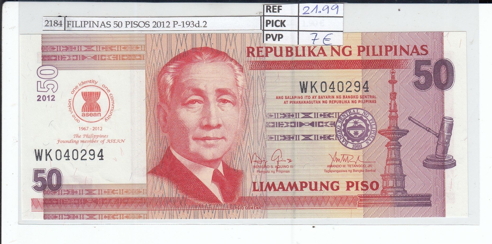 imagen-13-19201.jpg BILLETE FILIPINAS 50 PISOS 2012 P-193d.2 - Imagen 1