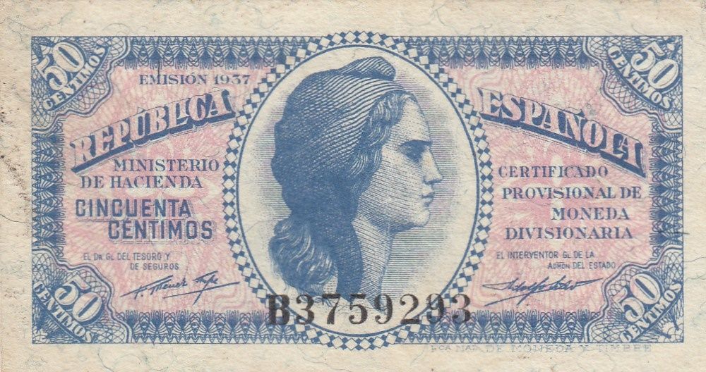 imagen-13-19617.jpg CRBS1266 BILLETE ESPAÑA 50 CENTIMOS DE PESETA 1937 MBC - Imagen 1
