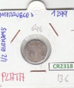 CR2318 MONEDA MARRUECOS 1/2 DIRHAM 1299 PLATA MBC