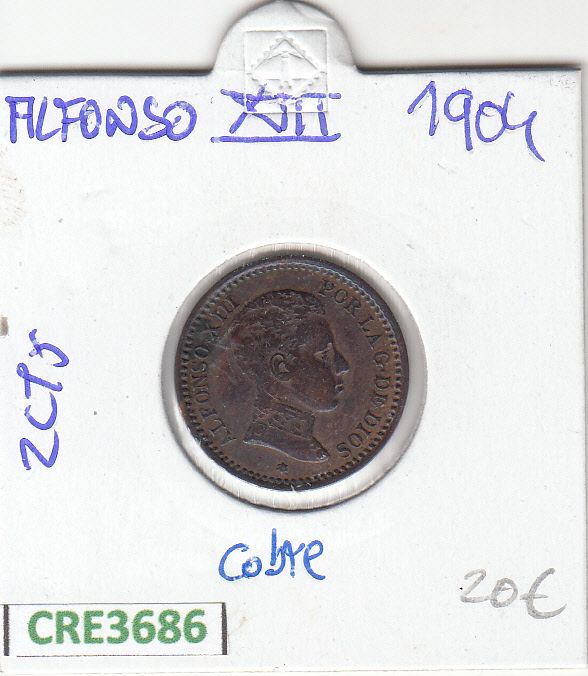 imagen-13-19729.jpg CRE3686 MONEDA ESPAÑA 2 CENTIMOS ALFONSO XIII 1904 COBRE - Imagen 1