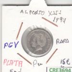 CRE3694 MONEDA ESPAÑA 50 CENTIMOS ALFONSO XIII 1894 PGV PLATA RARA