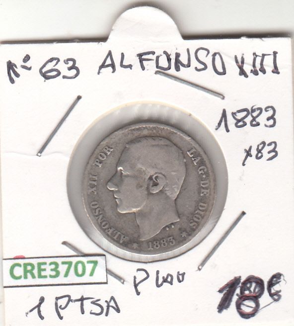imagen-13-19750.jpg CRE3707 MONEDA ESPAÑA 1 PESETA ALFONSO XII 1883 *83 PLATA MBC - Imagen 1