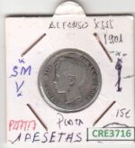 CRE3716 MONEDA ESPAÑA 1 PESETA ALFONSO XIII 1901 SMV  PLATA