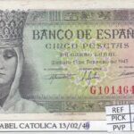 BILLETE ESPAÑA 5 PESETAS 1943 SERIE G P-127a EBC+