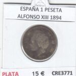 CRE3771 MONEDA ESPAÑA 1 PESETA PLATA ALFONSO XIII 1894 BC