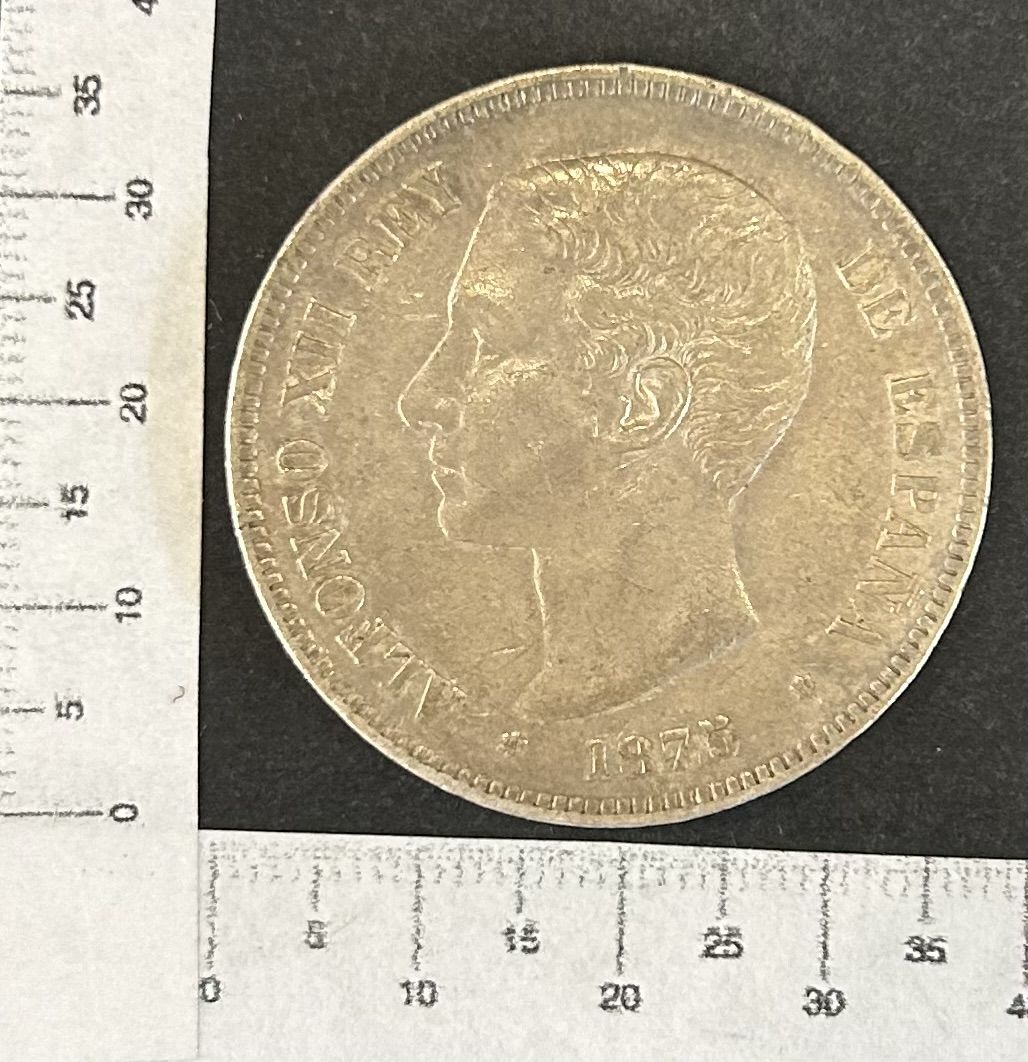 imagen-13-19962.jpg CRBAN339 MONEDA ESPAÑA 5 PESETAS ALFONSO XII 1875 *18*75 DEM PLATA - Imagen 1