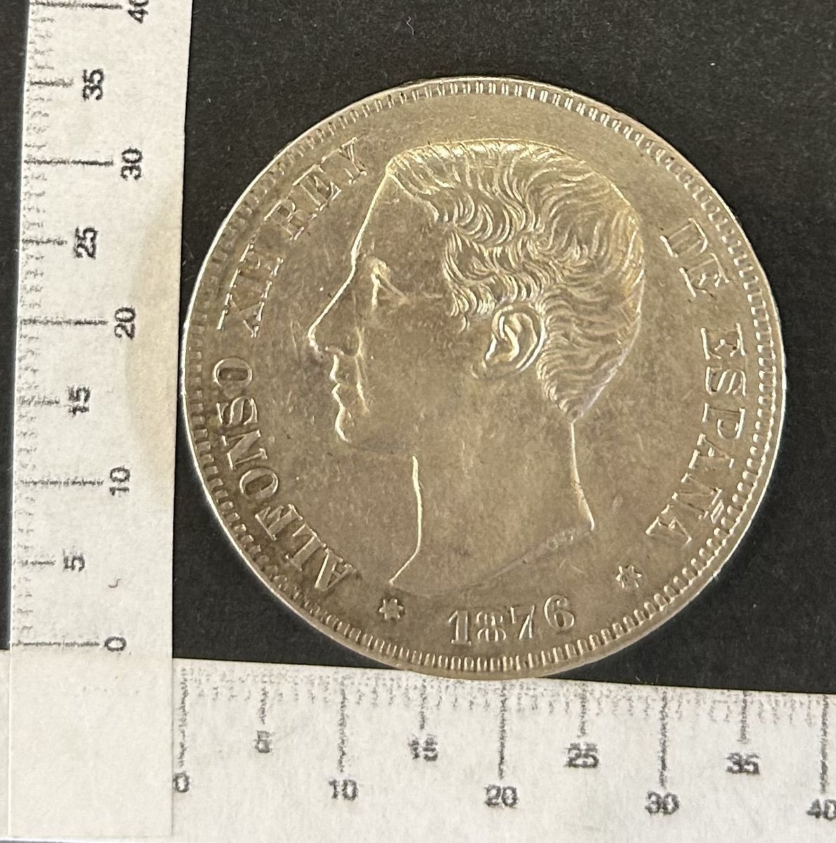 imagen-13-19964.jpg CRBAN341 MONEDA ESPAÑA 5 PESETAS ALFONSO XII 1876 *18*76 DEM PLATA - Imagen 1