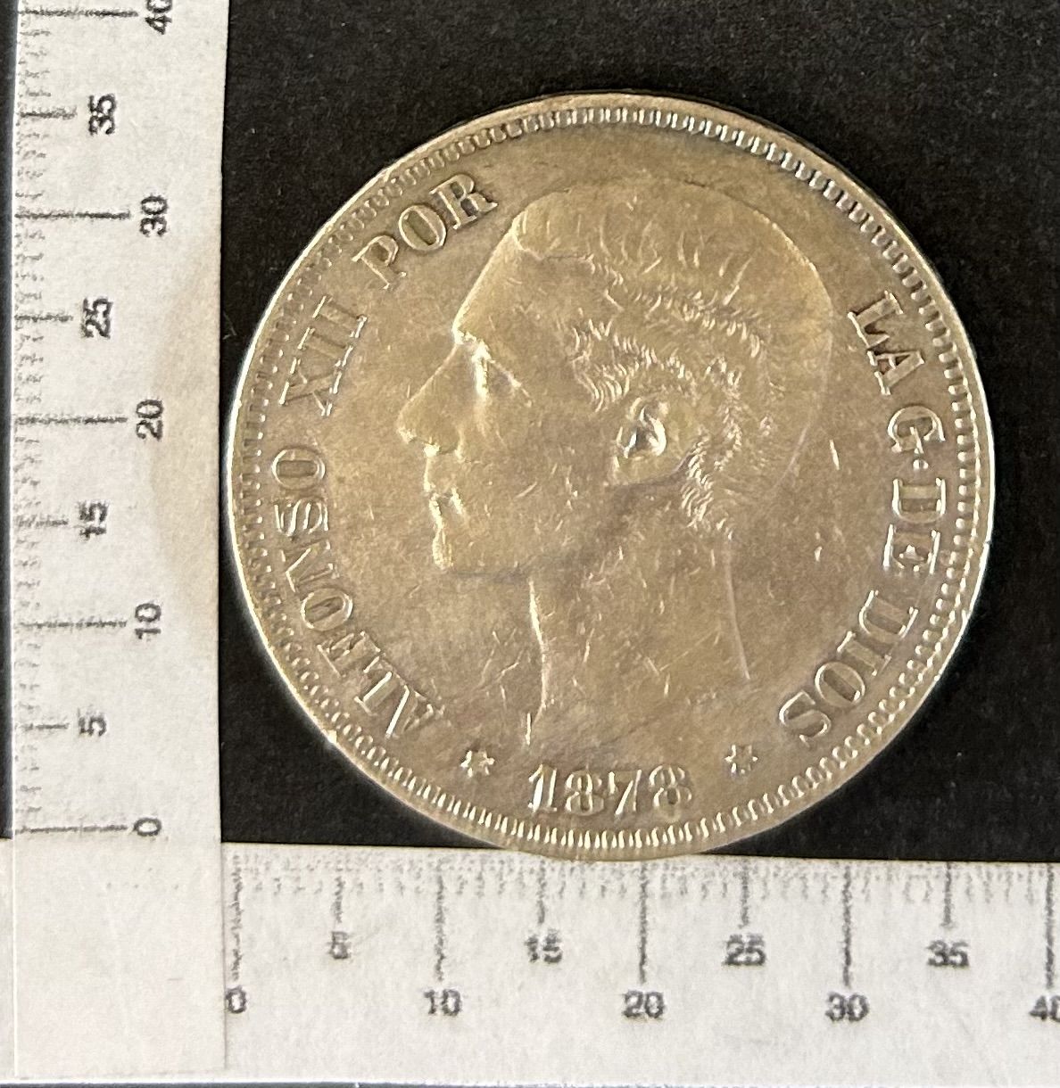 imagen-13-19966.jpg CRBAN343 MONEDA ESPAÑA 5 PESETAS ALFONSO XII 1878 *18*78 DEM PLATA - Imagen 1
