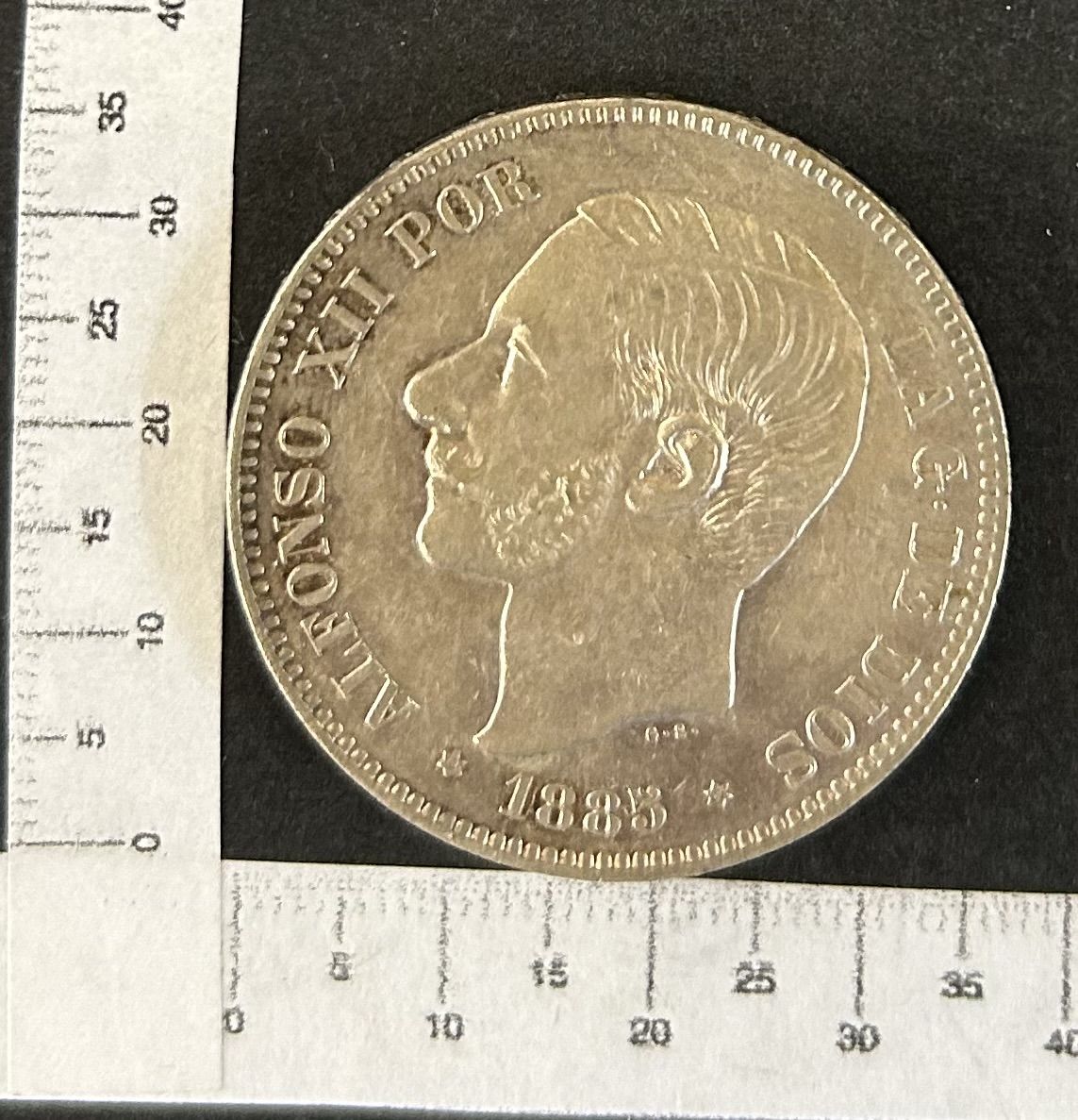 imagen-13-19972.jpg CRBAN349 MONEDA ESPAÑA 5 PESETAS ALFONSO XII 1885 *18*87 MPM PLATA - Imagen 1