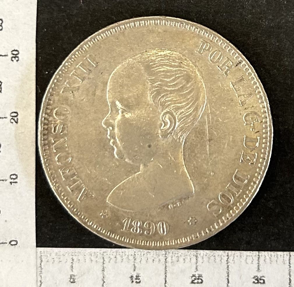 imagen-13-19976.jpg CRBAN353 MONEDA ESPAÑA 5 PESETAS ALFONSO XIII 1890 *18*90 PGM PLATA - Imagen 1