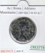 CRE3778 MONEDA ROMANA AS ROMA ADRIANO MAURITANIA 130-133