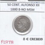 CRE3839 MONEDA ESPAÑA 50 CENTIMOS ALFONSO XII 1880 8-NO MSM PLATA BC