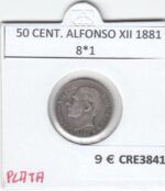 CRE3841 MONEDA ESPAÑA 50 CENTIMOS ALFONSO XII 1881 8*1  PLATA MBC