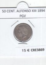 CRE3869 MONEDA ESPAÑA 50 CENTIMOS ALFONSO XIII 1894 PGV PLATA MBC