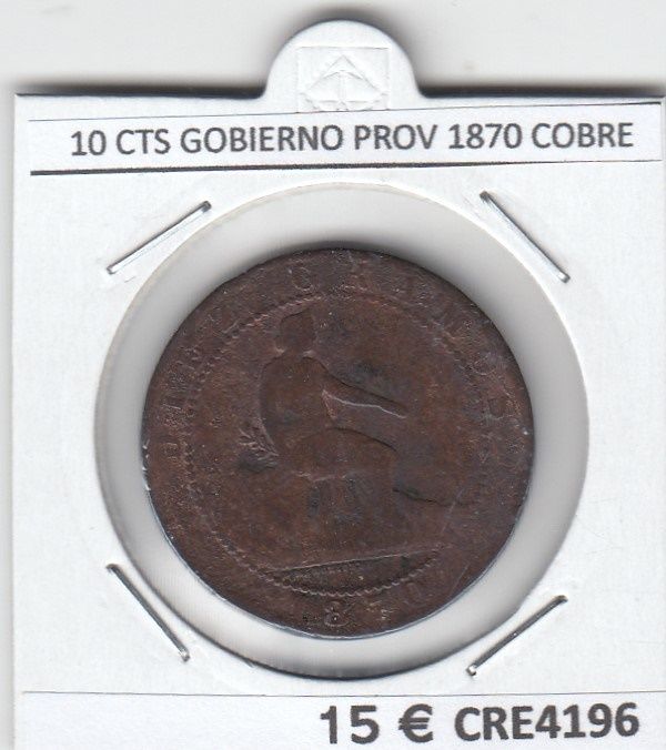 imagen-13-20306.jpg CRE4196 MONEDA ESPAÑA 10 CENTIMOS GOBIERNO PROVISIONAL 1870 COBRE - Imagen 1