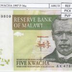 BILLETE BILLETE MALAWI 5 KWACHA 1997 P-36a SIN CIRCULAR
