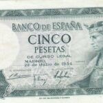 CRBS1336 BILLETE ESPAÑA 5 PESETAS 1954 SIN SERIE MBC